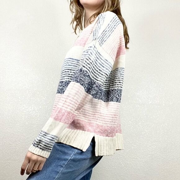 Chaps Pink & Blue Striped Henley Sweater - Picture 2 of 8